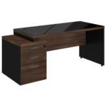 Mesa PEDESTAL RETA c/ VIDRO – 1,92X0,70m MARSALA / PRETO – 23500 Móveis Única Linha 30 mm 6