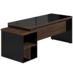 Mesa PEDESTAL RETA c/ VIDRO – 1,92X0,70m MARSALA / PRETO – 23500 Móveis Única Linha 30 mm 7