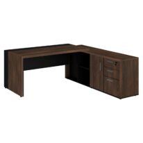 Mesa PRESIDENTE c/ Armário Pedestal – 1,82×1,80m MARSALA / PRETO – 23483 Móveis Única Linha 30 mm