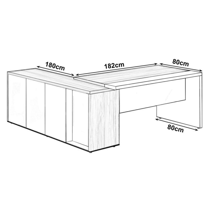 Mesa PRESIDENTE c/ Armário Pedestal – 1,82×1,80m MARSALA / PRETO – 23483 Móveis Única Linha 30 mm 4