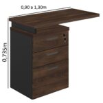 Mesa AUXILIAR c/ 03 Gavetas Pedestal MARSALA/PRETO – 51017 Móveis Única Linha 30 mm 8