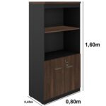 Armário Alto SEMI-ABERTO com 02 Portas – 1,60×0,80×0,45m MARSALA / PRETO – 51014 Móveis Única Linha 30 mm 9