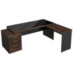 Mesa PEDESTAL VIDRO FUMÊ com MESA AUXILIAR – 1,92×1,60m MARSALA / PRETO – 23486 Móveis Única Linha 30 mm 9