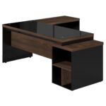 Mesa PEDESTAL VIDRO FUMÊ com MESA AUXILIAR – 1,92×1,60m MARSALA / PRETO – 23486 Móveis Única Linha 30 mm 8