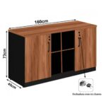 Armário Baixo GOLD Credenza ESPECIAL – 1,60×0,72×0,45m NOGALSEVILHA / PRETO – 23502 Móveis Única Linha 40 mm 6