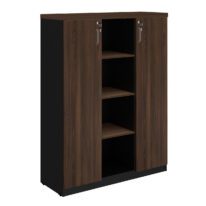 Armário Alto Credenza com Nicho 1,60×1,20×0,45m MARSALA / PRETO – 51018 Móveis Única Linha 30 mm