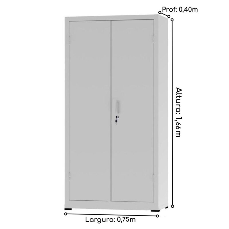 Armário de Aço c/ 02 portas – PA 75 – 1,66×0,75×0,32m – CHAPA # 26 – NOBRE – 12121 Móveis Única Armário de Aço 3