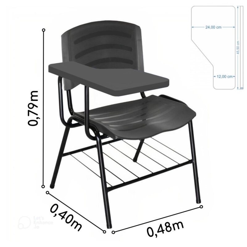 Cadeira Universitária Plástica Prancheta PLÁSTICA – COR PRETO 34020 Móveis Única Carteira Escolar 5