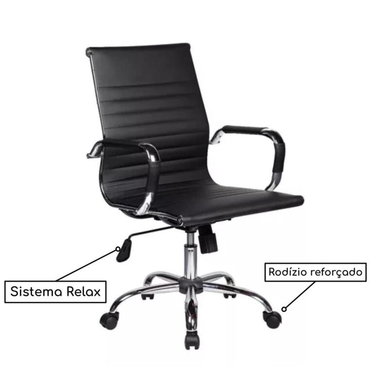 Cadeira DIRETOR Charles Eames Esteirinha – PRETO – PMD – 32887 Móveis Única Presidente 5