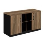 Armário Baixo GOLD Credenza ESPECIAL – 1,60×0,72×0,45m NOGALSEVILHA / PRETO – 23502 Móveis Única Linha 40 mm 5