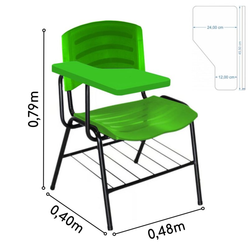 Cadeira Universitária Plástica com Prancheta PLÁSTICA – COR VERDE 34024 Móveis Única Carteira Escolar 5