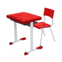 Kit Escolar Individual – (Mesa e Cadeira) – JUVENIL 06 a 09 Anos COR VERMELHO – 41082 Móveis Única Conjunto Escolar