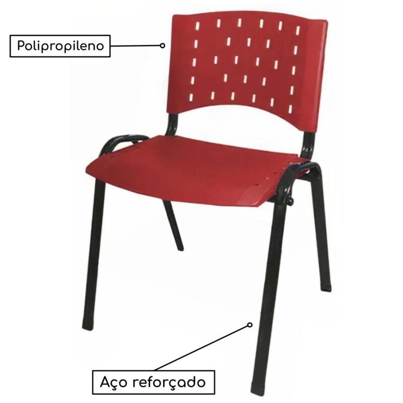 Cadeira Plástica 04 Pés – VERMELHO (Polipropileno) – 31202 Móveis Única Plástica 5