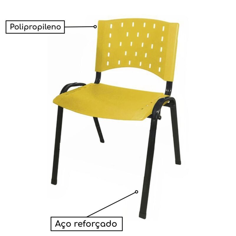 Cadeira Plástica 04 Pés – AMARELO – (Polipropileno) – 31204 Móveis Única Plástica 4