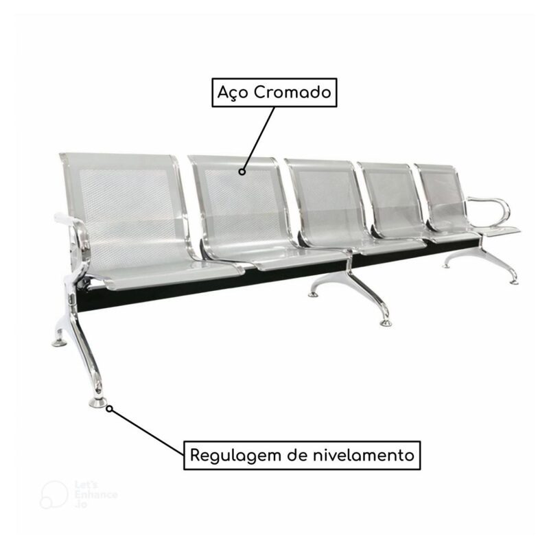 Longarina AEROPORTO com 05 Lugares – Cor Cromada – 33113 Móveis Única Longarinas 3