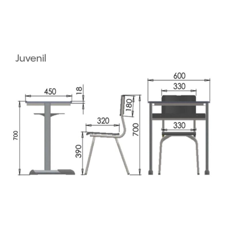 Kit Escolar Individual AMARELO – (Mesa e Cadeira) – JUVENIL – MDF – COR AMARELO – 40094 Móveis Única Conjunto Escolar 5