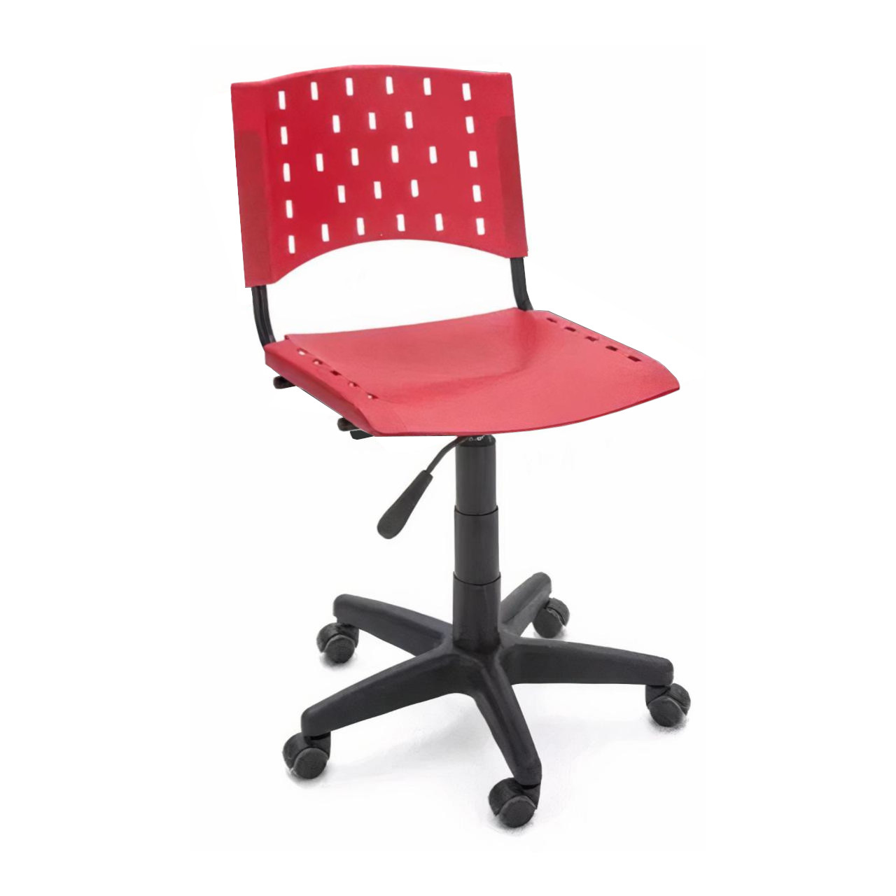 Cadeira de Escritório Giratória PLÁSTICA – REALPLAST – COR VERMELHO – 31303 Móveis Única Plástica