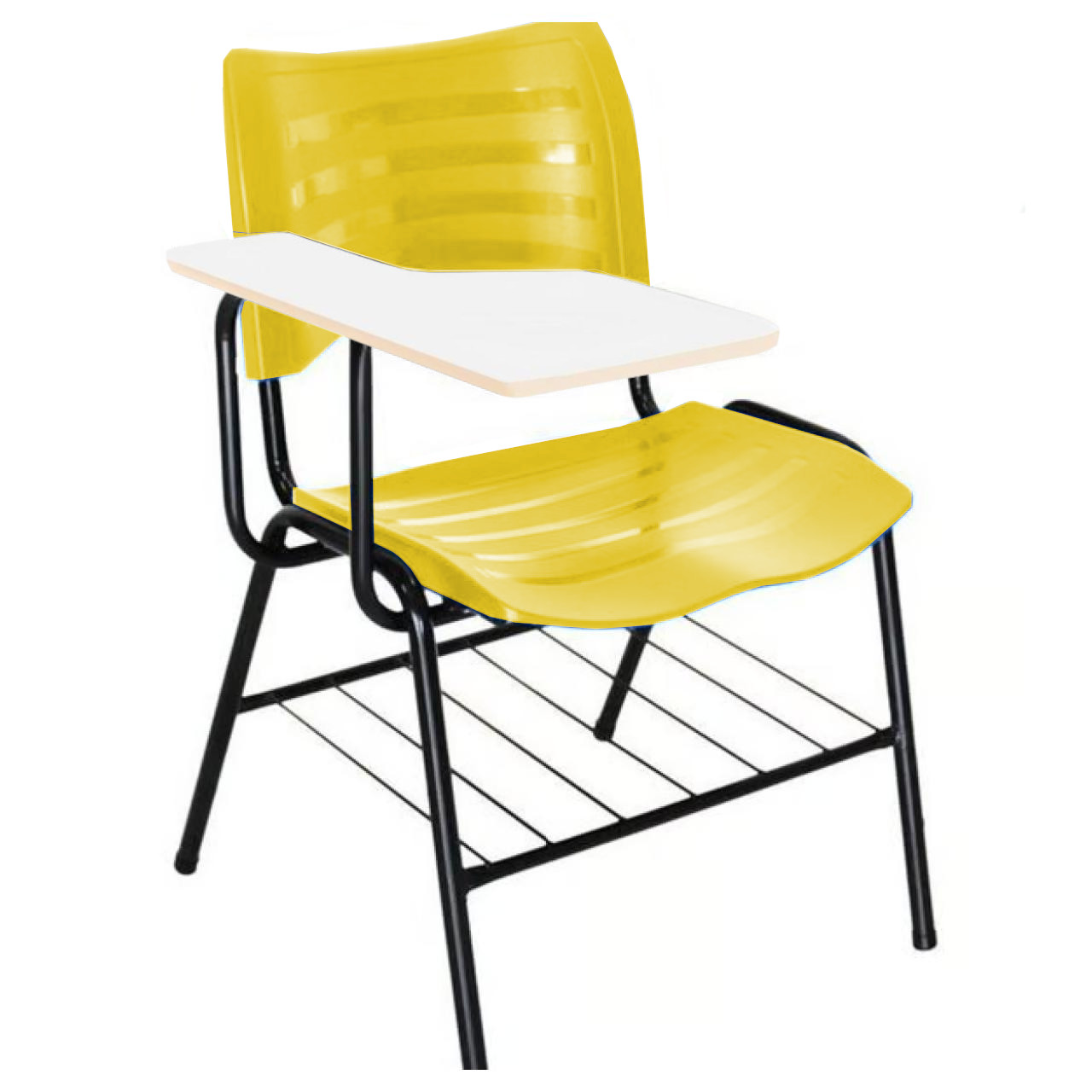 Cadeira Universitária Plástica Prancheta MDF – COR AMARELO – MRPLAST – 34010 Móveis Única Carteira Escolar