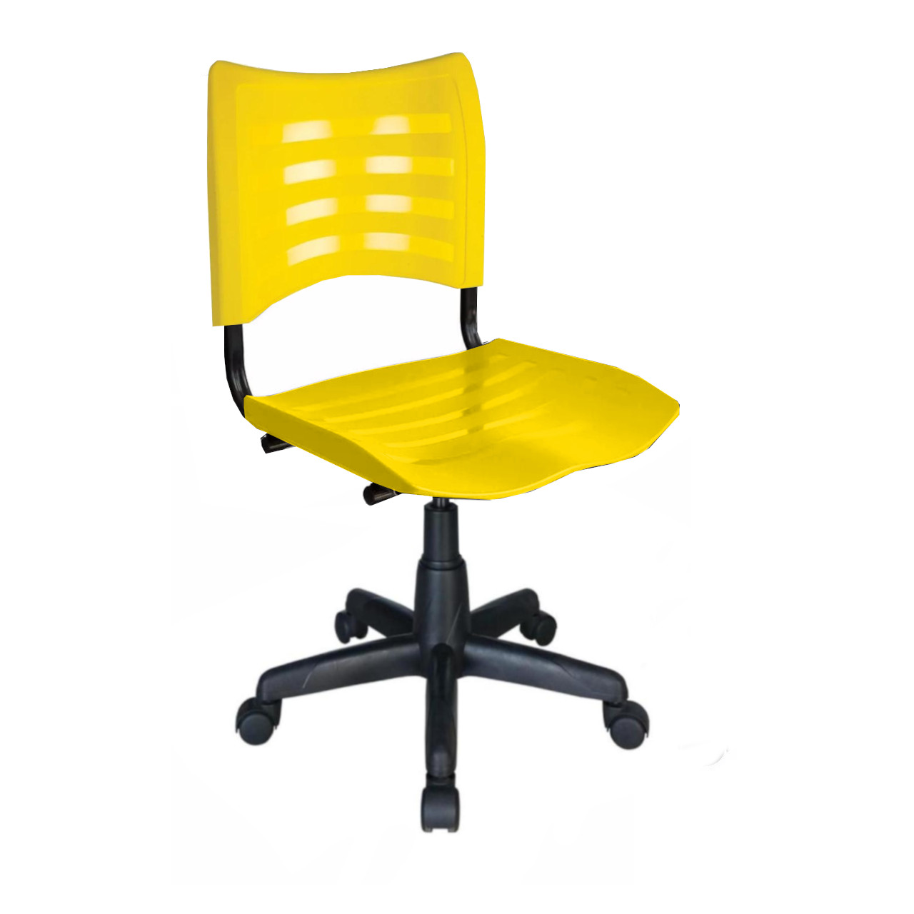 Cadeira de Escritório Giratória PLÁSTICA – MRPLAST – COR AMARELO – 31314 Móveis Única Plástica