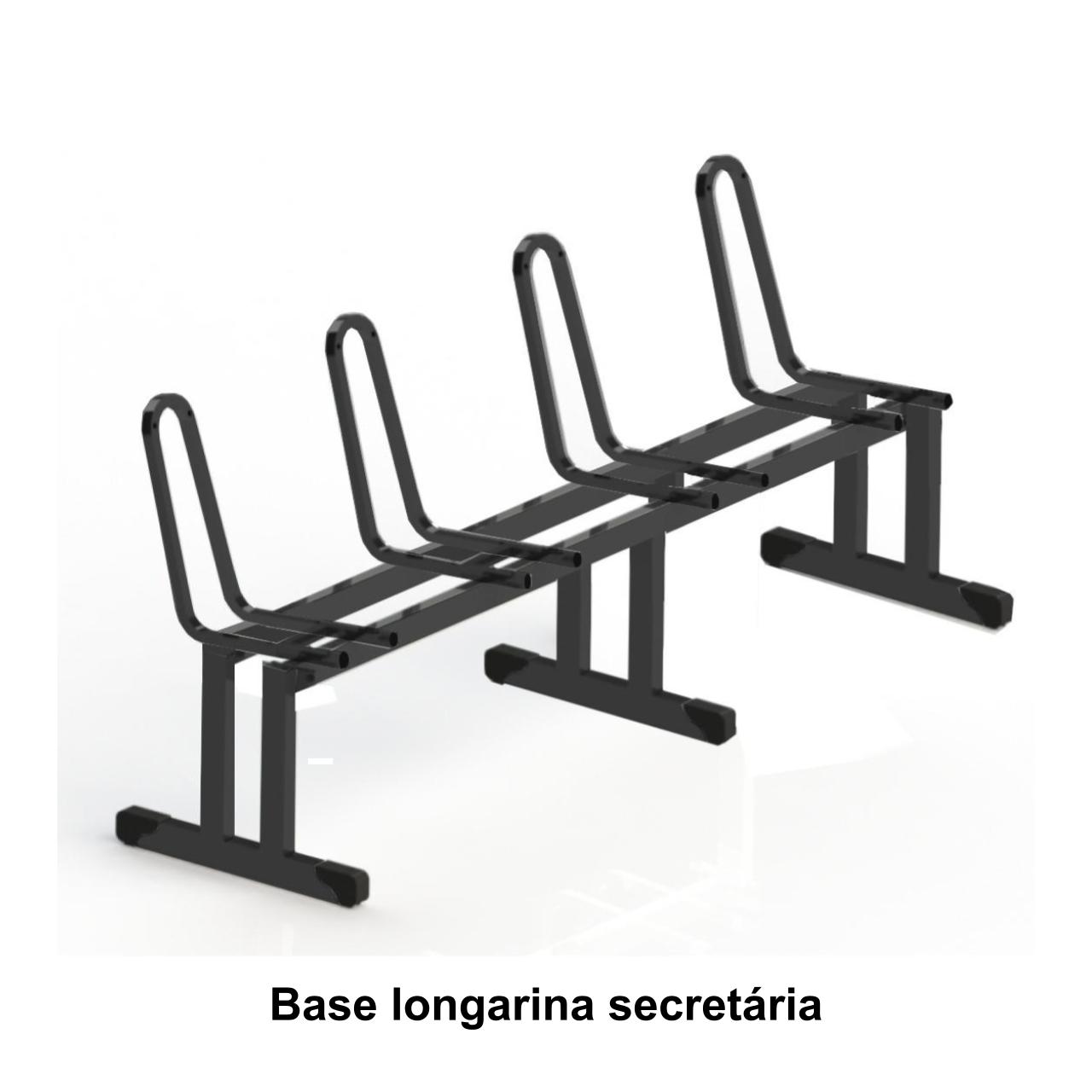 Estrutura da Longarina de 04 Lugares SECRETÁRIA – COR PRETO – PMD – 38042 Móveis Única Longarinas