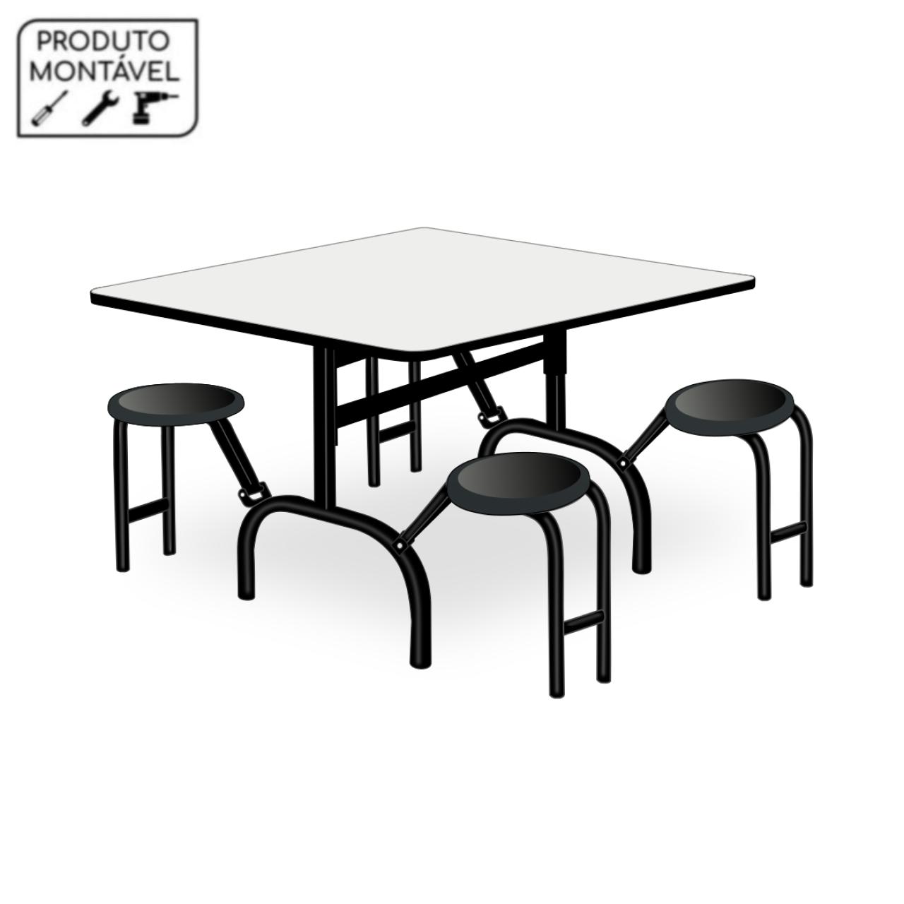 Mesa para Refeitório ESCAMOTEÁVEL 04 Lugares – MDP BRANCO DE 25 MM – POLLO MÓVEIS – 50053 Móveis Única Escamoteável 2