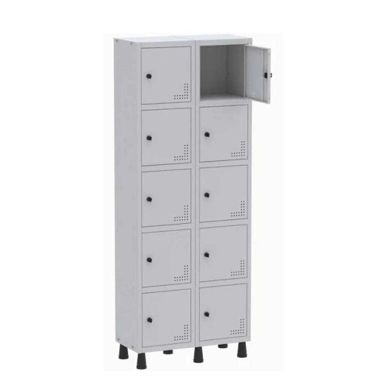 Roupeiro de Aço Montável PAM com 10 Portas Pequenas – 1,80×0,69×0,32m – CZ/CZ – PANDIN – 74210 Móveis Única Roupeiro de Aço