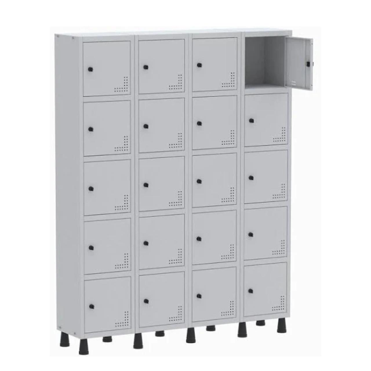 Roupeiro de Aço Montável PAM com 20 Portas Pequenas – 1,80×1,38×0,32m – CZ/CZ – PANDIN – 74212 Móveis Única Roupeiro de Aço Montável PANDIN