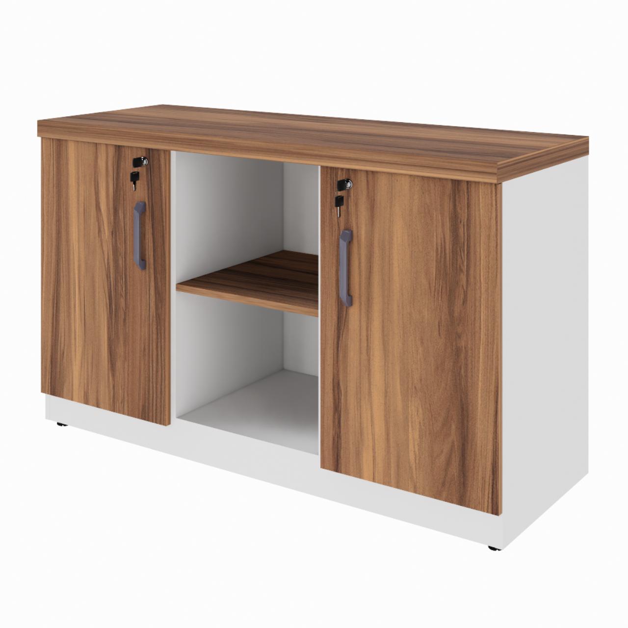 Armário Baixo Credenza – 1,20×0,73X0,45m NOGAL SEVILHA/BRANCO – 34312 Móveis Única Linha 40 mm Nogal – Branco