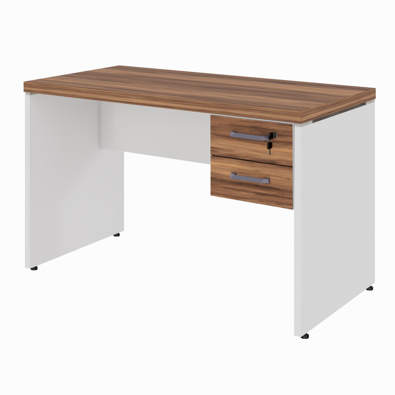 Mesa de Escritório 1,20×0,60m C/ Gaveta – NOGAL SEVILHA/BRANCO – 34317 Móveis Única Linha 40 mm Nogal – Branco