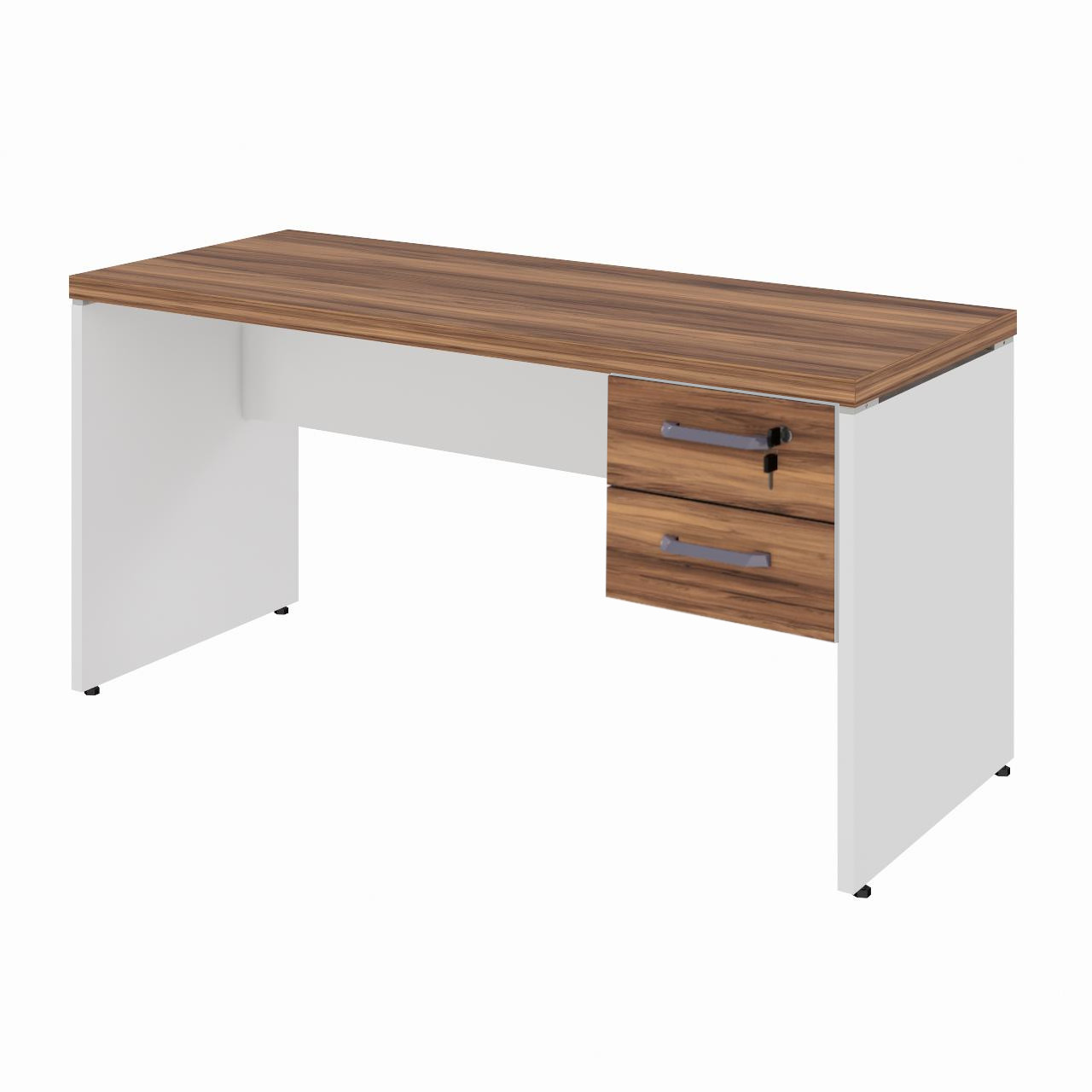 Mesa de Escritório 1,70×0,70m C/ Gaveta – NOGAL SEVILHA/BRANCO – 34319 Móveis Única Linha 40 mm Nogal – Branco