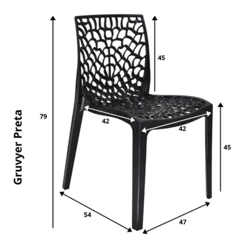 Cadeira Interlocutor GRUVYER para Escritório ou Jantar – Polipropileno – Cor Preto – 48006 Móveis Única Cadeiras Fixas 6