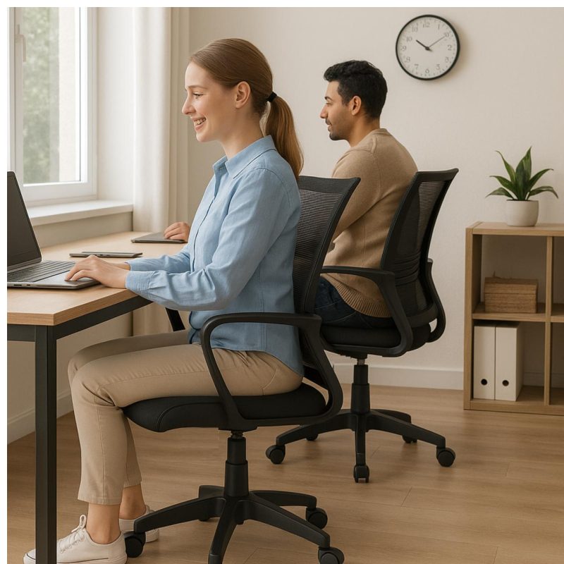Cadeira de Escritório Diretor Tela MAYA c/ braço – Cor Preto – 34029 Móveis Única Cadeira de Tela 8