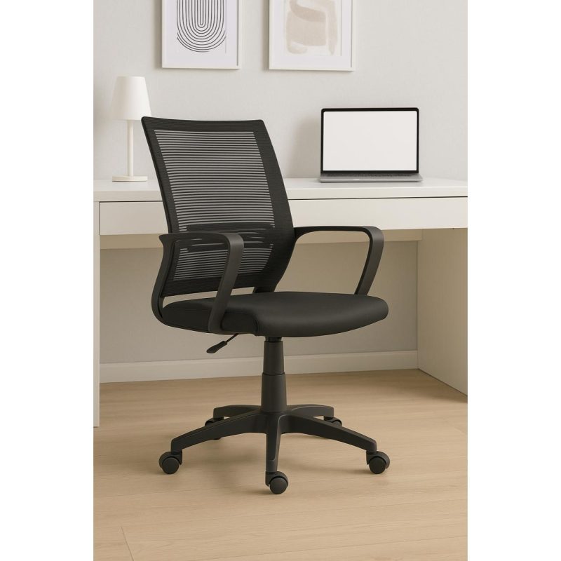 Cadeira de Escritório Diretor Tela MAYA c/ braço – Cor Preto – 34029 Móveis Única Cadeira de Tela 9