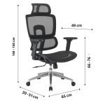 Cadeira de Escritório Presidente Tela ÉVORA – Cor Preto – 30065 Móveis Única Cadeira de Tela 12