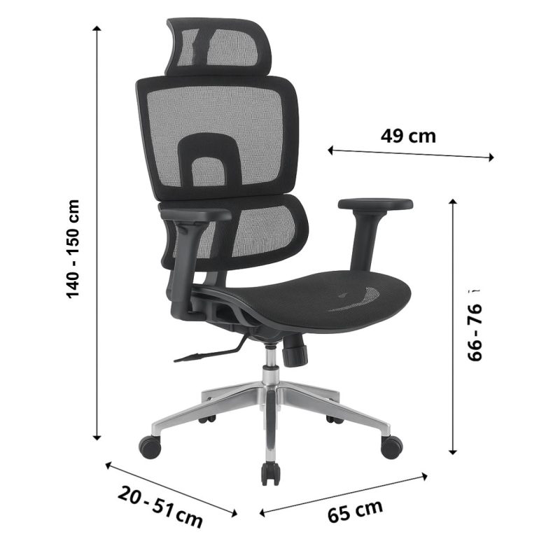 Cadeira de Escritório Presidente Tela ÉVORA – Cor Preto – 30065 Móveis Única Cadeira de Tela 5