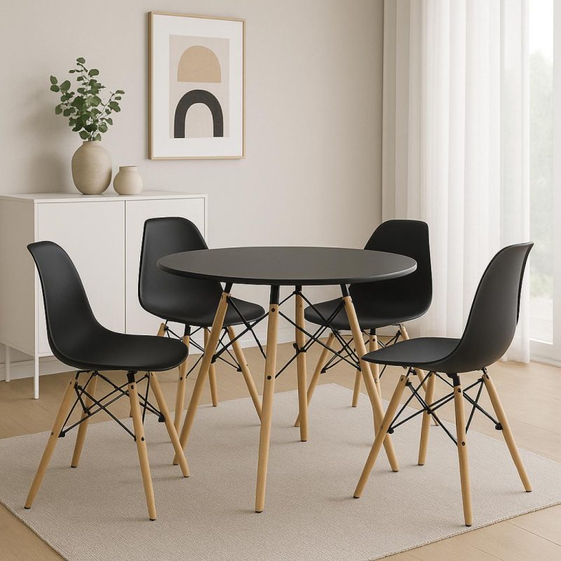 Mesa Residencial Redonda EIFFEL 0,90M – PRETO – 45112 Móveis Única Linha Eiffel 5