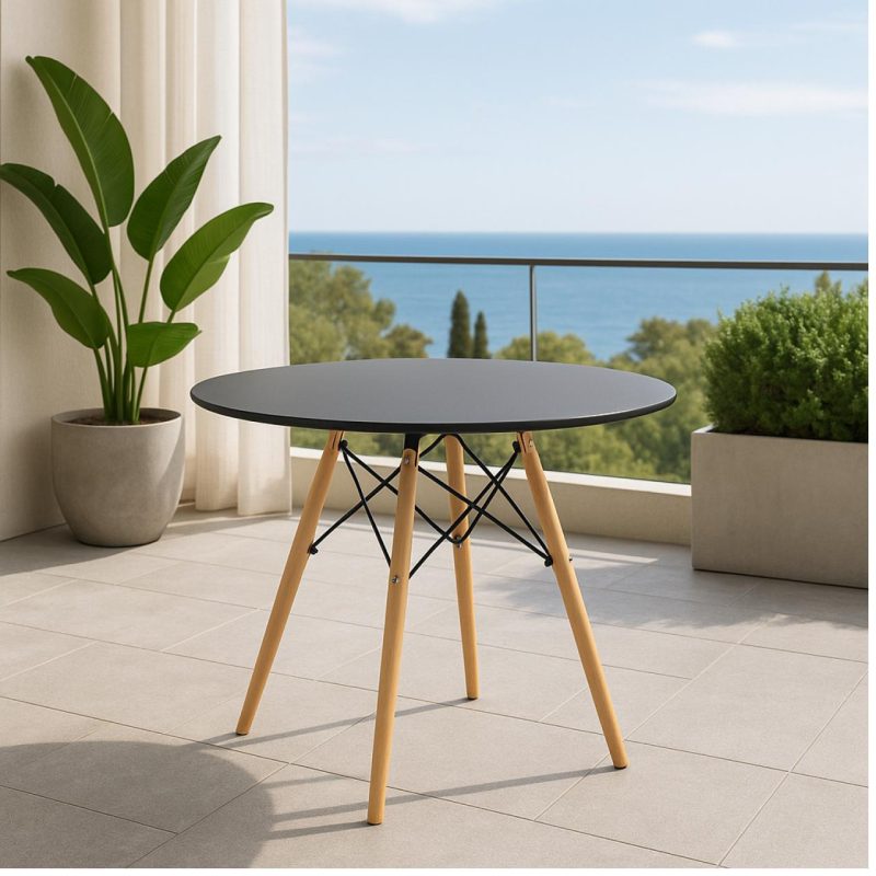 Mesa Residencial Redonda EIFFEL 0,90M – PRETO – 45112 Móveis Única Linha Eiffel 4