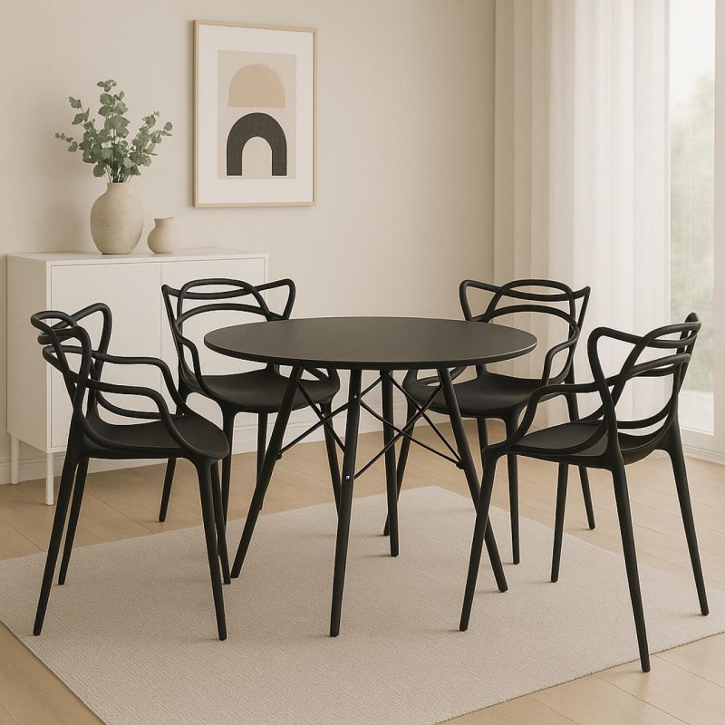 Mesa Residencial Redonda EIFFEL 0,90M – PRETO – 45112 Móveis Única Linha Eiffel 6