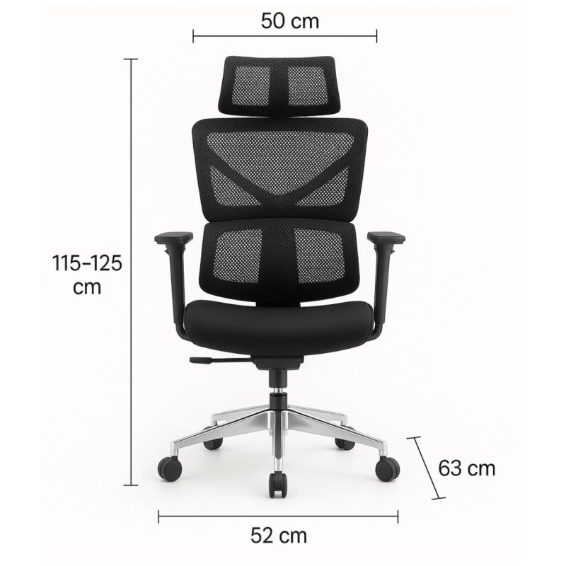 Cadeira de Escritório Presidente Tela TITAN – Cor Preto – 30067 Móveis Única Cadeira de Tela 8