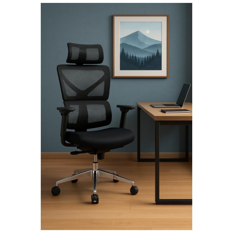 Cadeira de Escritório Presidente Tela TITAN – Cor Preto – 30067 Móveis Única Cadeira de Tela 9