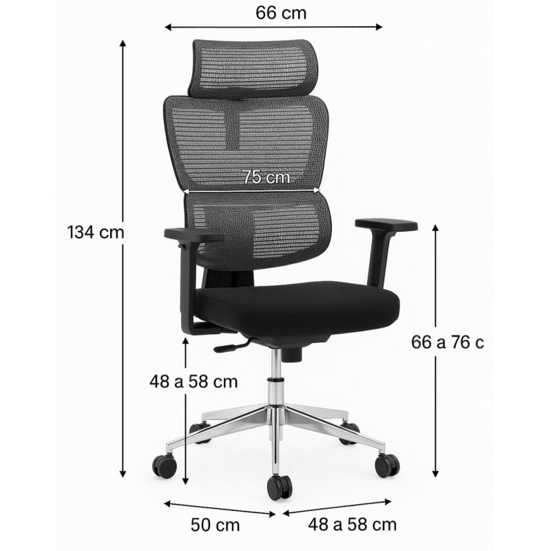 Cadeira de Escritório Presidente Tela ÉDON – Cor Preto – 30066 Móveis Única Cadeira de Tela 6