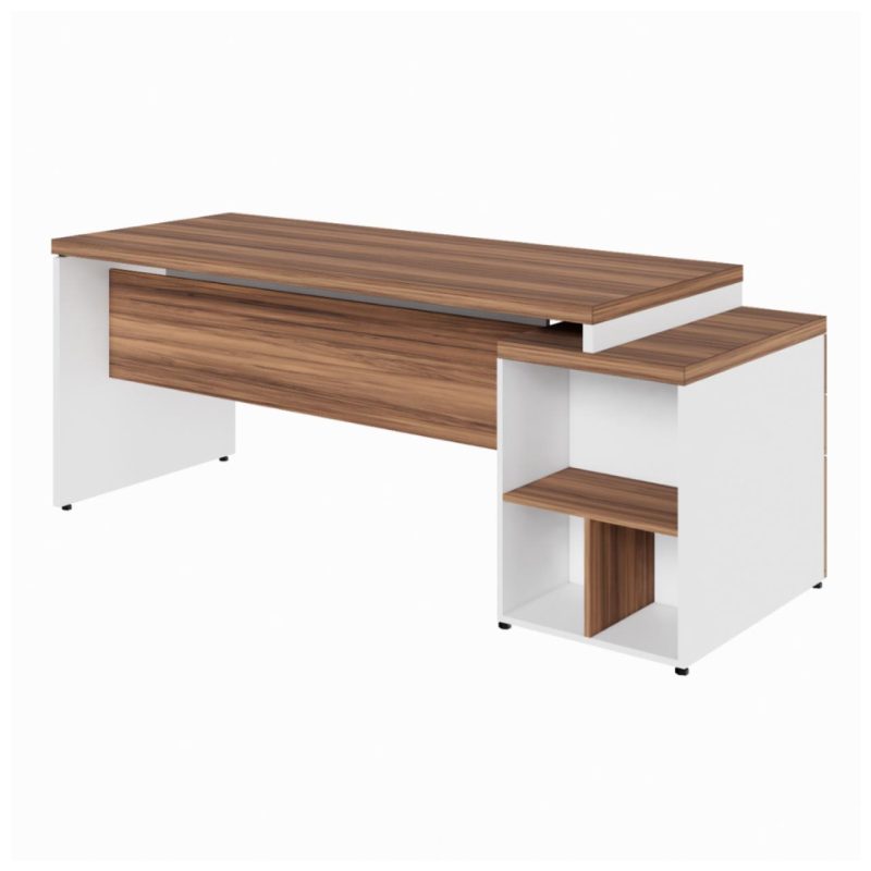Mesa PEDESTAL RETA (03 Gav.) – 1,92X0,70m – WORKSTART – NOGAL SEVILHA/BRANCO- 34405 Móveis Única Linha 40 mm Nogal – Branco 3