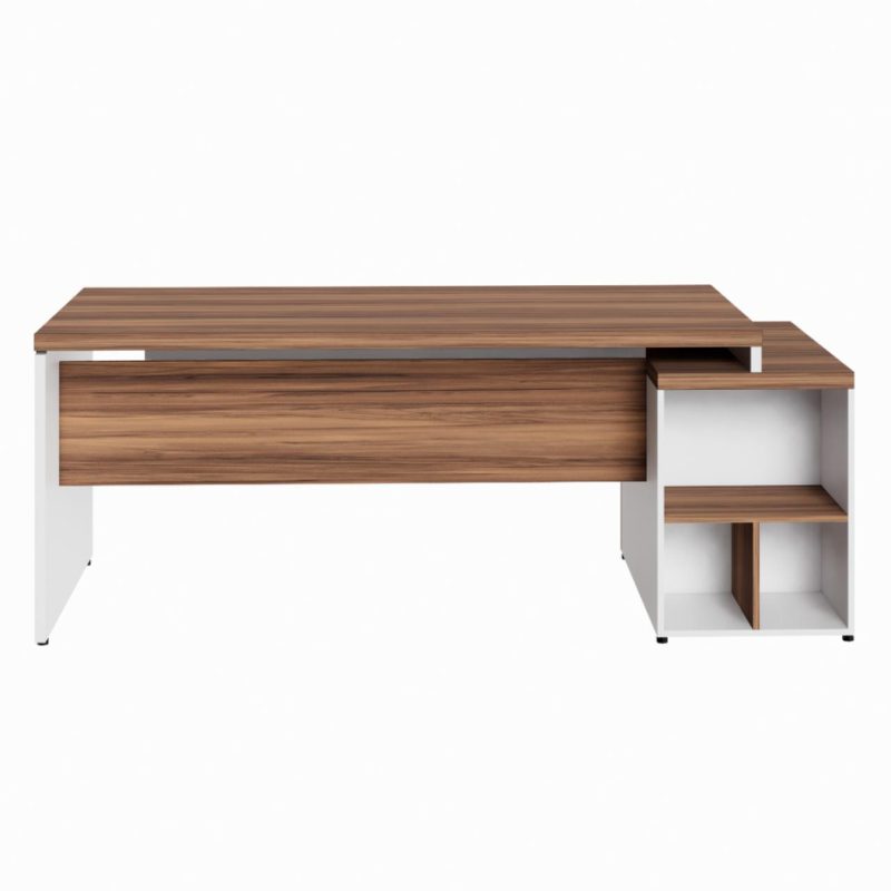 Mesa PEDESTAL RETA (03 Gav.) – 1,92X0,70m – WORKSTART – NOGAL SEVILHA/BRANCO- 34405 Móveis Única Linha 40 mm Nogal – Branco 5