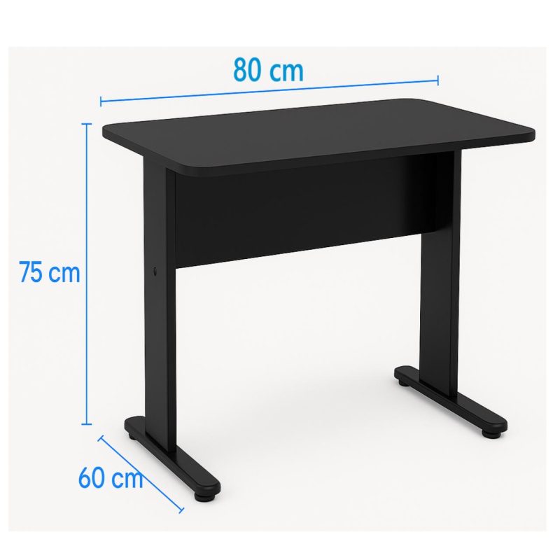 Mesa Escritório 0,80×0,60m – JOB – PRETO/PRETO – 43088 Móveis Única JOB Preto 15 mm 5
