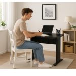Mesa Escritório 0,80×0,60m – JOB – PRETO/PRETO – 43088 Móveis Única JOB Preto 15 mm 11