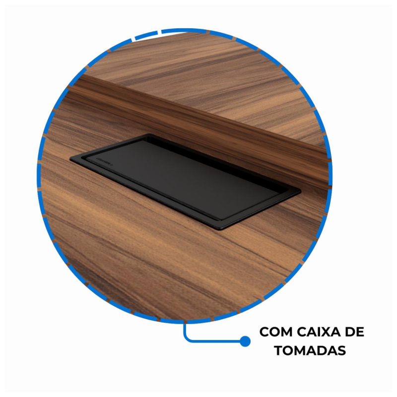 Mesa Escritório PRESIDENTE c/ Armário Pedestal – 1,82×1,80m – NOGAL SEVILHA/BRANCO – 34602 Móveis Única Linha 40 mm Nogal – Branco 9