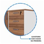 Mesa Escritório PRESIDENTE c/ Armário Pedestal – 1,82×1,80m – NOGAL SEVILHA/BRANCO – 34602 Móveis Única Linha 40 mm Nogal – Branco 14