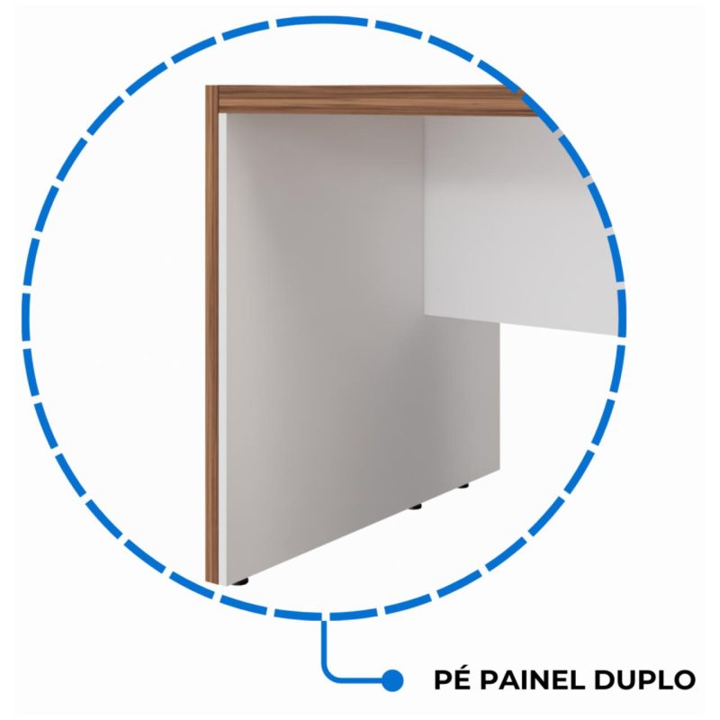 Mesa Escritório PRESIDENTE c/ Armário Pedestal – 1,82×1,80m – NOGAL SEVILHA/BRANCO – 34602 Móveis Única Linha 40 mm Nogal – Branco 7