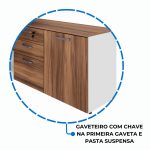 Mesa Diretorzinha c/ Aparador – Pé de MADEIRA – 1,90×1,50m – NOGAL SEVILHA / BRANCO – 34426 Móveis Única Linha 40 mm Nogal – Branco 15
