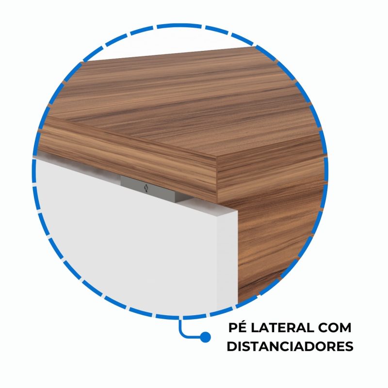 Mesa Diretorzinha c/ Aparador – Pé de MADEIRA – 1,90×1,50m – NOGAL SEVILHA / BRANCO – 34426 Móveis Única Linha 40 mm Nogal – Branco 8